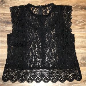 ZARA New Black Lace Top Size Large